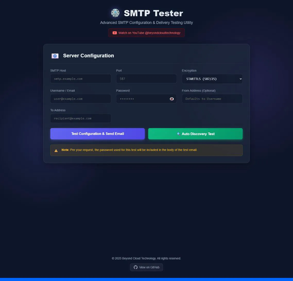 SMTP Tester Interface